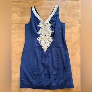 Lilly Pulitzer Navy Dress with Gold Trim
